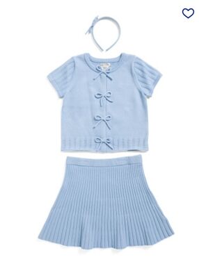 (Ew ) Max Studio Knit Bow Front Sweater & Pleated Skirt Set